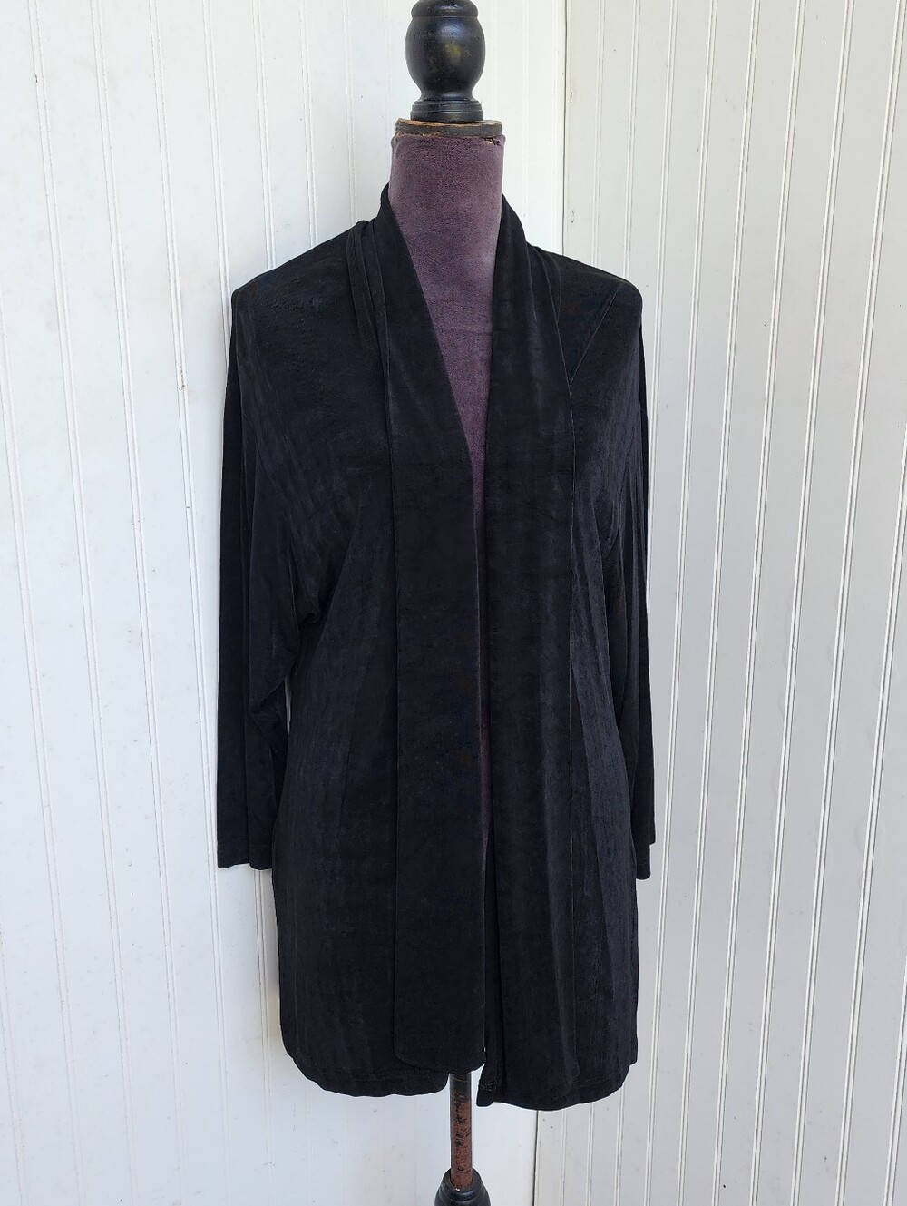 Picadilly Fashion Blazer Jacket Womens Sleek Black Stretchy Open Front Acetate S
